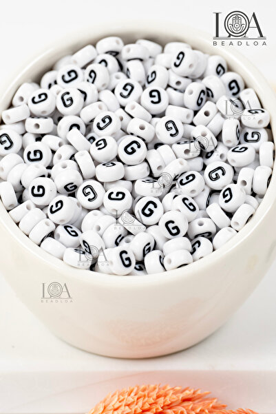BeadLoa 4X7 mm Flat Single Letter - g - Alphabet Beads Lettered Beads 100 Pieces