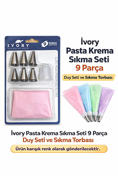 Lilasso Pasta Krema Sıkma Seti 9 Parça – Duy Seti ve Sıkma Torbası-Karışık Renk