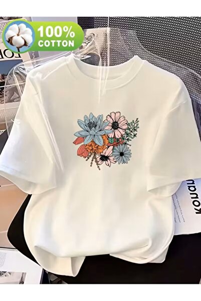 yombaa Printed T-Shirt. Short Sleeve Summer & Spring Casual Top, Women's Clot...