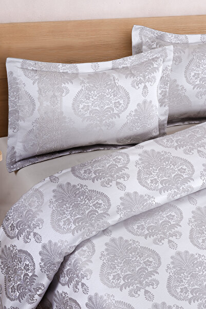 BİRHOME Floransa Jakarlı Fransız Dantelli Modern Çift Kişilik Yatak Örtüsü Takımı 240x250cm