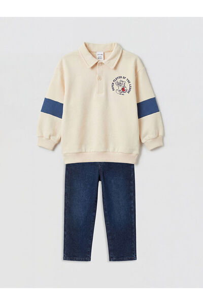 LC Waikiki سويت شيرت وبنطلون جينز للأولاد من LCW babyBeige مطبوع