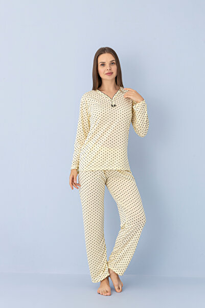 MİSSLALE Σετ πιτζάμες με μακριά μανίκια από βισκόζη και λεπτομέρεια φιόγκου