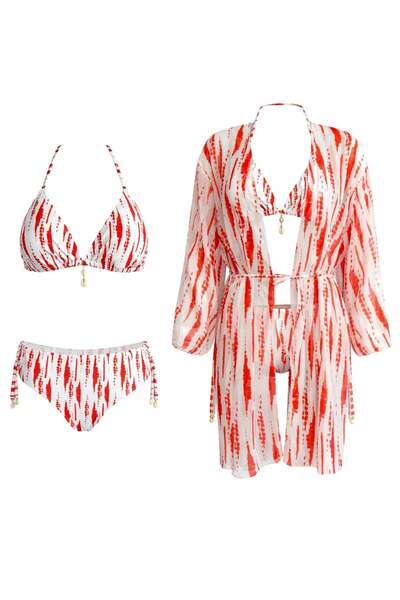 SAILOR moda Kaftan Pareolu Triangle Brazilian Cut Bikini Set