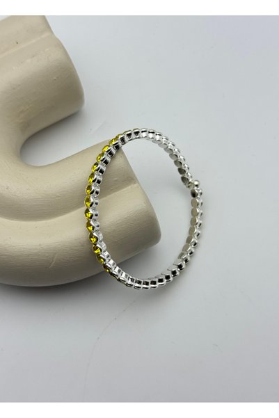 BİJU YILMAZ Vip Silver Yellow Round Stone Waterway Bracelet - 26Slbv10