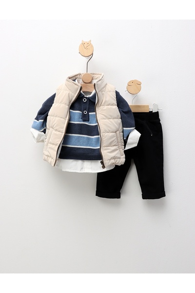 MiniKids Σετ γιλέκου Τόνι πρέμιουμ, κρεμ-μπλε