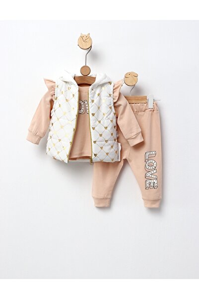 MiniKids Σετ κρεμ μπλούζας με χαριτωμένο σχέδιο αγάπης