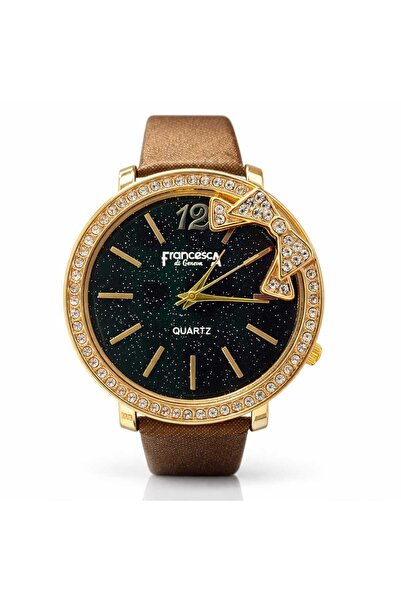 Francesca di Geneva Ladies watch, bow model, Brown strap,