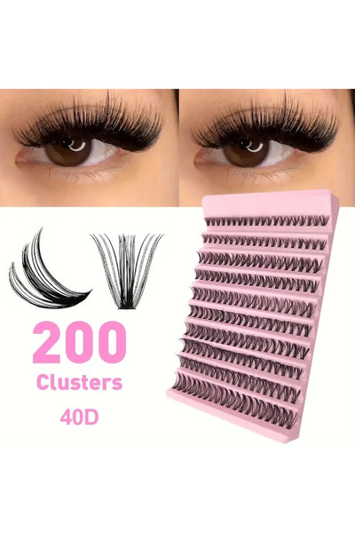 DIYEYELASH 200 Adet 40D Takma Mink Küme Kirpik Seti Karma Doğal Kirpik Uzantı...