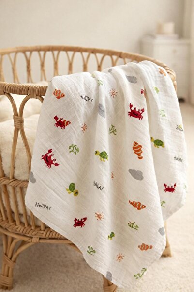 BYS BABY FASHION Çok Amaçlı Müslin Örtü Yenidoğan Kız-Erkek Bebek Battaniyesi...