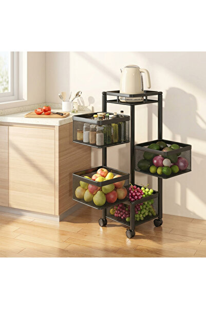 Destello ®   Τετραώροφος Κινητός Οργανωτής με Περιστρεφόμενο Ράφι 360°, Μεταλ...