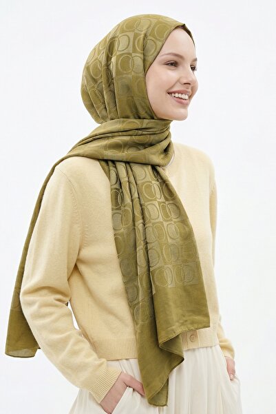 InStyle Σάλι Naiya με σχέδιο αλυσίδας σε πράσινο λαδί