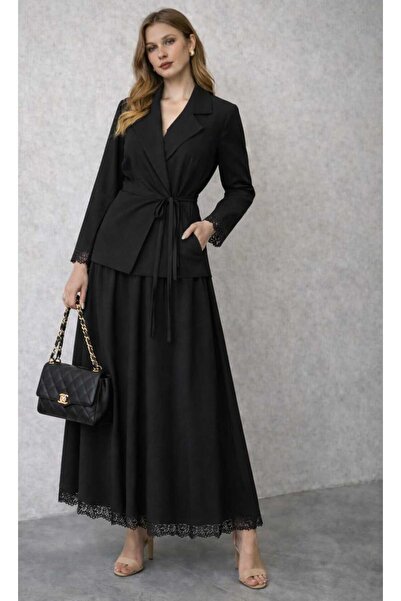 Mikxim Δαντελένια Λεπτομέρεια, Φούστα με Δέσιμο στο Μπροστινό Μέρος, Σακάκι, ...