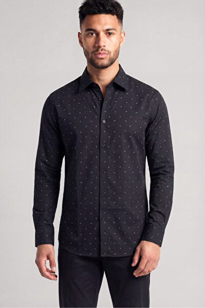 Emporio Armani Men's All over Printed Shirt Collar Button Closure Long Sleeve...