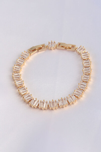 Butik Vip Series Brass Zircon Stone Gold Color Square Waterway Model Bracelet