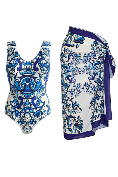 SAILOR moda Μαγιό με σχέδιο Pareolu και λαιμόκοψη V