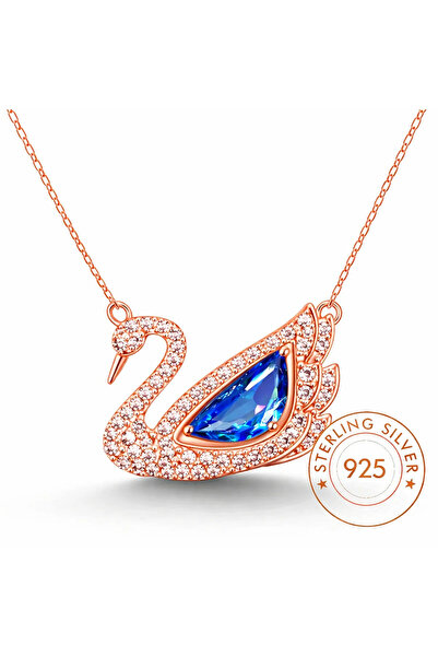 GWOMA Kadın Gümüş Kolye - Swan Kuğu Model Zirkon Taş İşlemeli 925 Ayar Gümüş ...