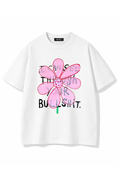 libukes Unisex Oversize Graffiti Style Written Short Sleeve T-Shirt