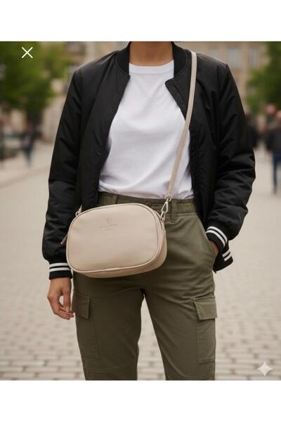 BLACK Women's Synthetic Leather Crossbody Bag with 2 Compartments