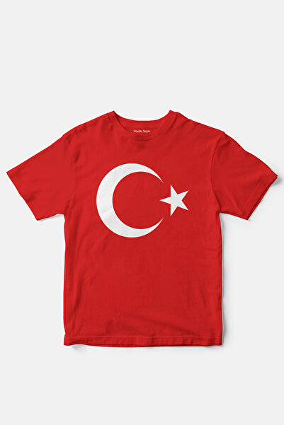 Kendim Seçtim Κόκκινο παιδικό μπλουζάκι με στάμπα Σελήνης και Αστεριών και τη...