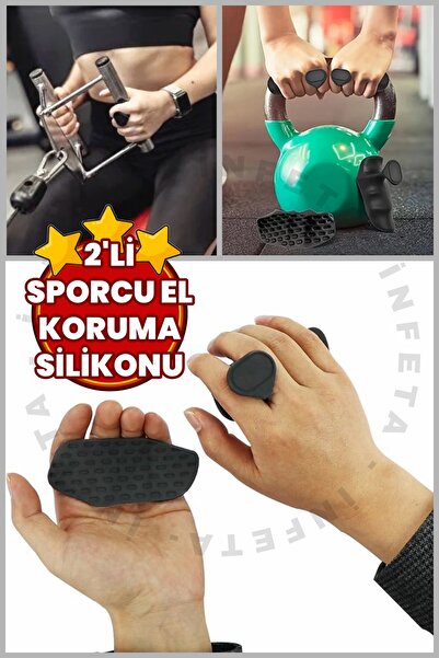 İnfeta 2 Adet Sporcu Antrenman El Koruma Silikonu Pedi Fitness Ağırlık Kaldır...