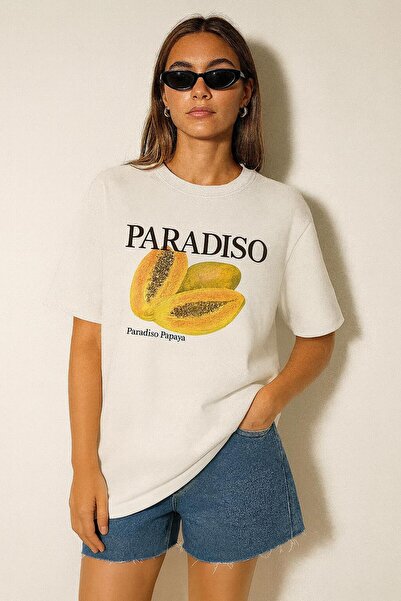 E-ROMA TRICOU CU IMPRIMEU PARADISO OVERSIZE UNISEX 1PV1