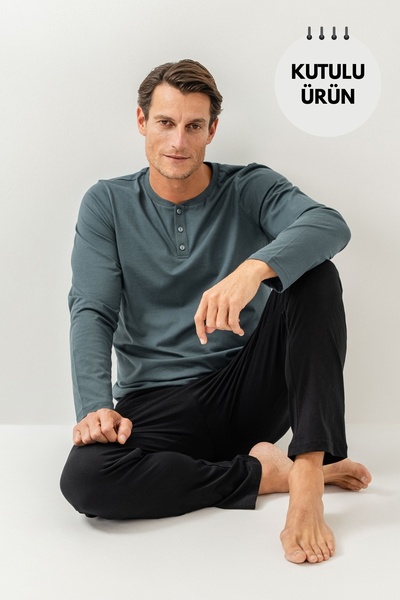 Arnetta 100% Cotton Long Sleeve Men's Pajama Set Boxed Product