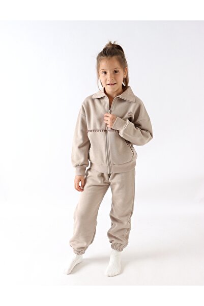 MiniKids Κοριτσίστικη βελούδινη φόρμα Μόνικα μπεζ