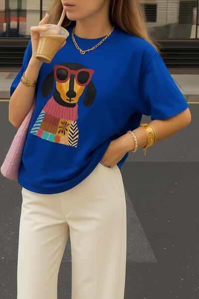 DM DOLCE MORE ΧΑΡΙΤΩΜΕΝΟ ΜΠΛΟΥΖΑΚΙ ΜΕ ΣΤΑΜΠΑ ΣΚΥΛΟΥ OVERSIZE UNISEX T-SHIRT 1PV3