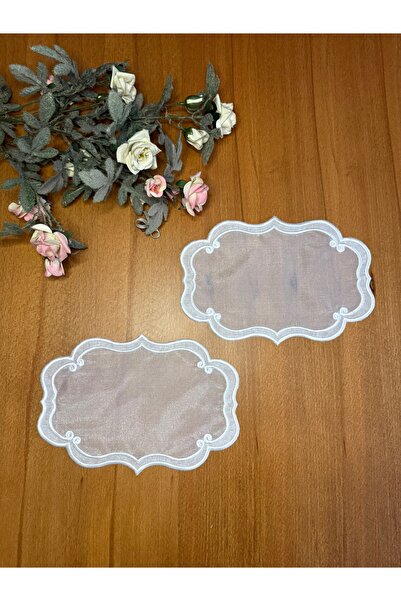 Smiling Home 2 τεμάχια Κάλυμμα δίσκου από οργάντζα τούλι εκρού χρώματος με κε...