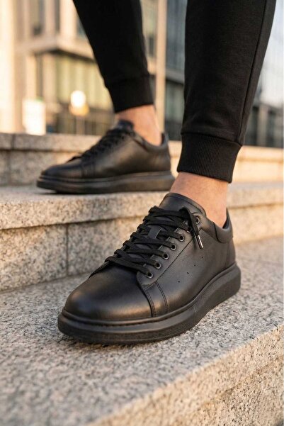 FAYMAZ Men's Black Casual Shoes – Lightweight, Poly Sole, Stitched, Comfortab...