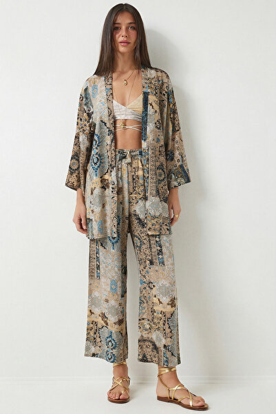 Lovelyİstanbul Σετ παντελονιών κιμονό από βισκόζη με σχέδια για το καλοκαίρι ...