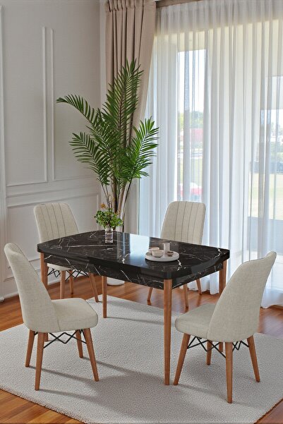 Kaktüs Avm 70X110 cm Mutfak Masası Takımı | 4 Kişilik Sabit Masa Sandalye Tak...