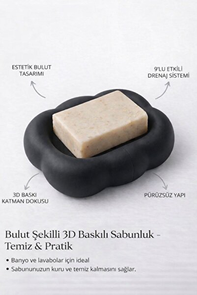 StudioAslanDesign Bulut Şekilli 3D Baskılı Sabunluk – Şık & Modern