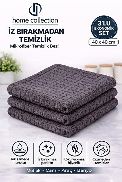 Dp Home Collection Mikrofiber Temizlik Bezi 3’lü Set 40x40 cm İz Bırakmaz Süp...