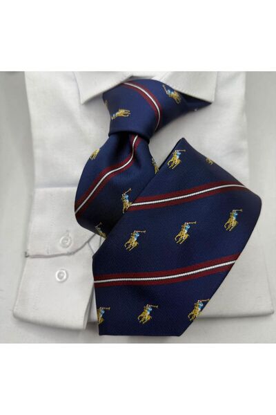 ilayda emir Set cravată și batistă pentru bărbați, albastru marin cu model în...