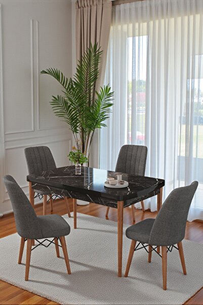 Kaktüs Avm 70X110 cm Mutfak Masası Takımı | 4 Kişilik Sabit Masa Sandalye Tak...
