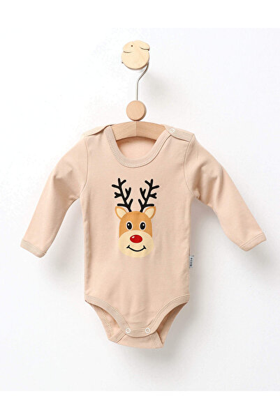 MiniKids Χριστουγεννιάτικο ολόσωμο φορμάκι Ρούντολφ του ταράνδου, μπεζ