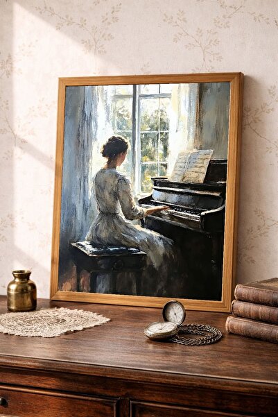 Tuba Decor Tablou cu ramă dintr-o singură bucată din lemn, serie vintage