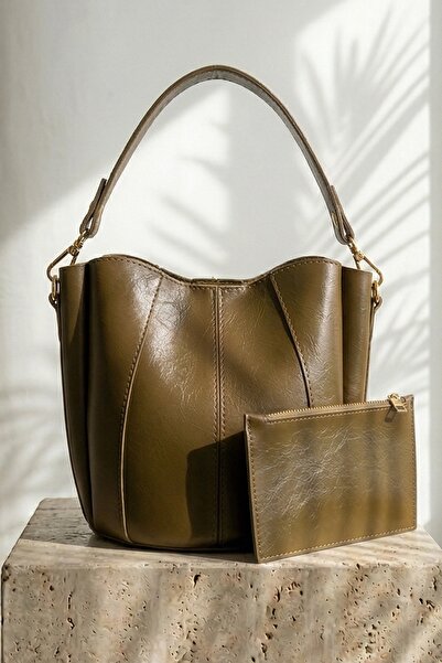 InStyle Pouch Bag with Wallet and Crossbody Strap Khaki