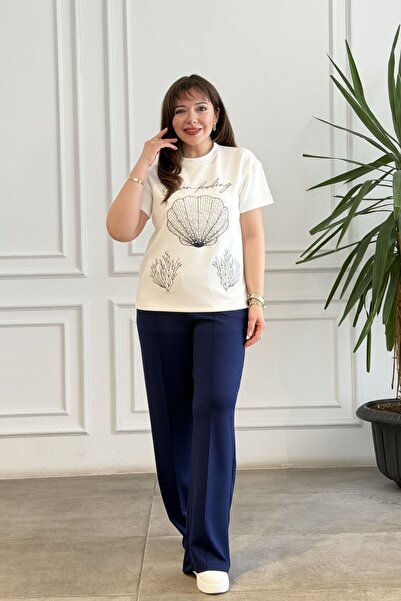 yb yağmur butik Σετ με κοντά μανίκια με κέντημα από πέρλες στρείδια