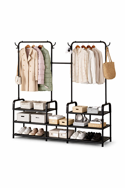 Otto Τριώροφος Οργανωτής Ρούχων με Μπάρα Κρεμάσματος και Ράφια, Σχάρα Αποθήκε...