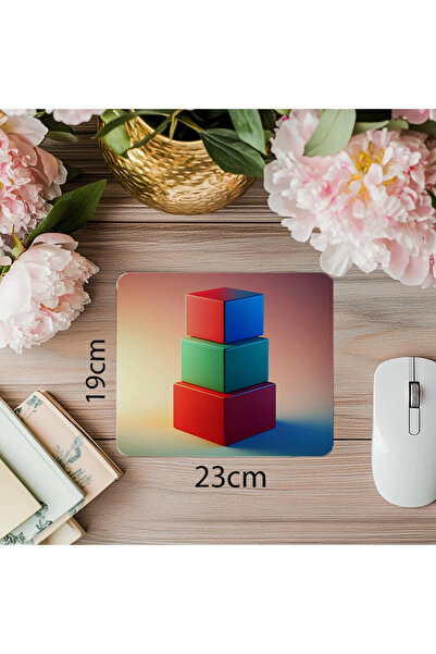 Empressco Mousepad geometric cu blocuri în trei culori - 19x23cm 2mm dreptung...