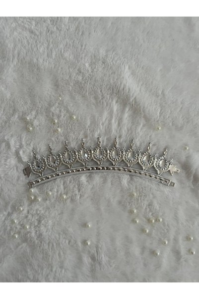 WORDAKS Luxurious Silver Crown Henna Engagement Bridal Crown – Glamorous Princess Crown with Stones 7.5 cm