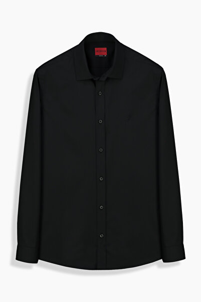 Sarar Interview Woven Fabric Easy Iron Slim Fit Black Shirt