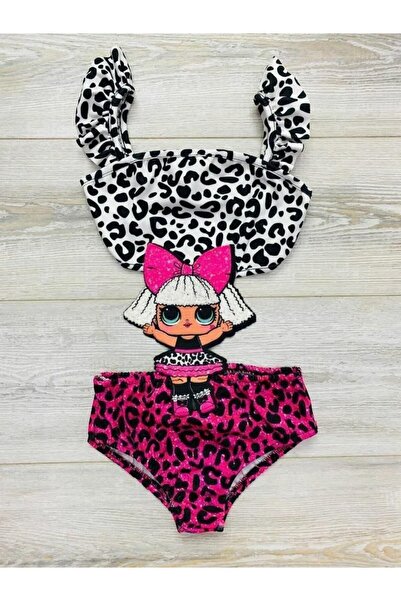 ARBİ kids Κοριτσίστικο λεοπάρ μαγιό μπικίνι με λεπτομέρειες lol
