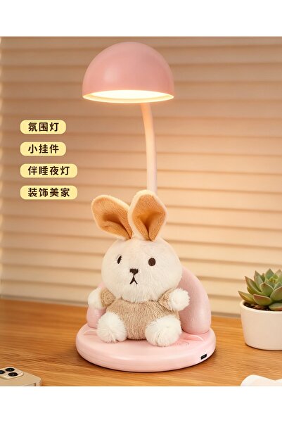 Livava Peluş Tavşanlı LED Masa Lambası – Yumuşak Dokulu Çocuk Odası Gece Lamb...