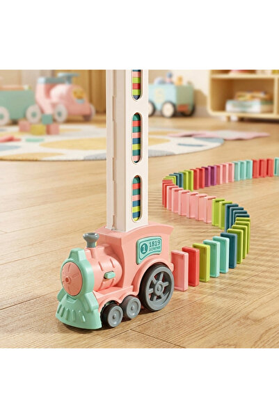 Destello ®   Αυτόματο τρένο ντόμινο, 120 πολύχρωμα ντόμινο, Πλαστικό, Ροζ, 25...