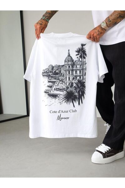 BENROMA تي شيرت موناكو مطبوع كبير الحجم للجنسين 2PV1