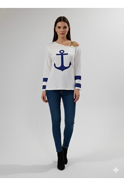 Wear Up Γυναικεία μπλούζα με μακρύ μανίκι με λαιμόκοψη και λεπτομέρεια με αγκ...