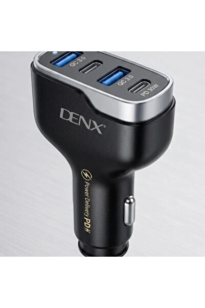 Denx Denx Car Charger 30W 4 Port Fast Charging (Pd + Qc) Model Dx143